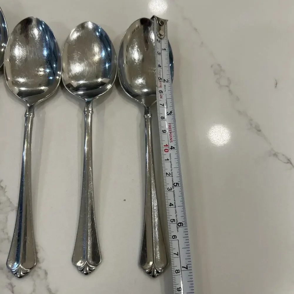 Vtg 4PC ONEIDA JUILLIARD Glossy Stainless‎ CUBE 1 Serving Spoon 3 Dinner Spoons